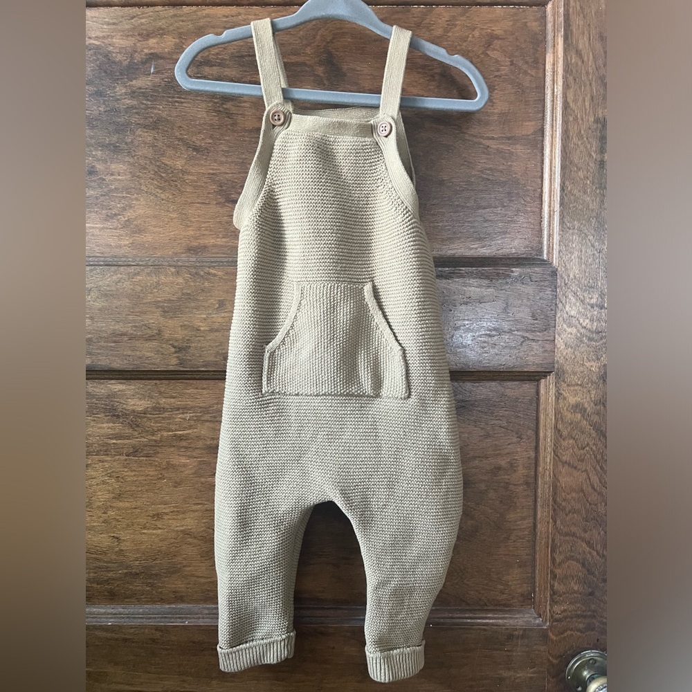 Organic Little Planet by Carter’s | Ribbed Knit Tan Overalls 9 months